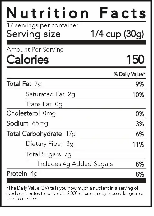 BELGIAN-DARK-Chocolate Granola Nutrition-Facts.webp
