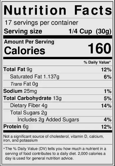 Seedy Seatmate Granola Nutrition Facts SS Nutritionfact.webp