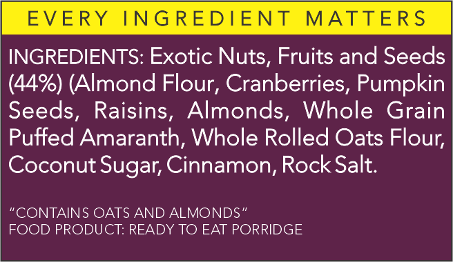 Cranberry And Raisin Almond flour Superfood Porridge Instant Breakfast Mix