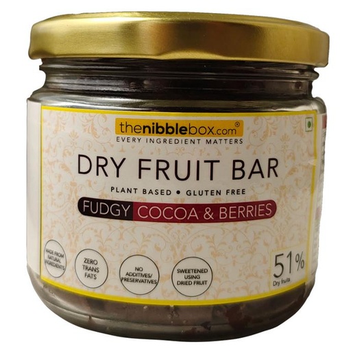 Fudgy - Cocoa and Berries (Dry Fruit Bar) - fortified with pea protein