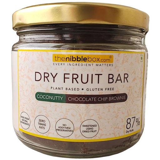 Coconutty - Chocolate Chip Brownie (Dry fruit bars/ Vegan mithai) (Jar (200g))