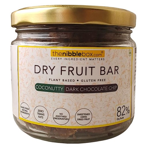 Coconutty - Dark Chocolate Chip (Dry fruit bars/ Vegan mithai) (Jar (200g))