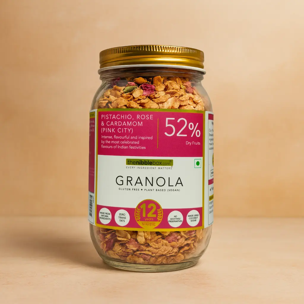 Pistachio, Rose & Cardamom Pink City Granola.
